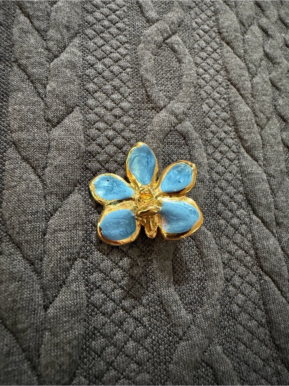 Gold Plated Blue Enamel Flower Brooch - Women's Jewelry